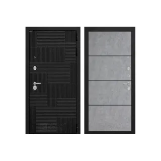 Входная дверь PAZL 25 - Бетон светлый, черный молдинг